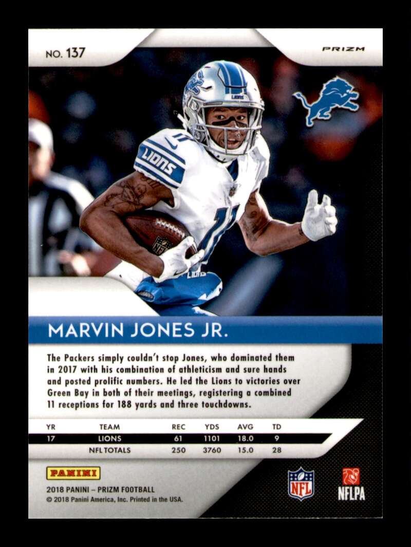 Load image into Gallery viewer, 2018 Panini Prizm Neon Green Pulsar Prizm Marvin Jones Jr. #137 Short Print SP Image 2
