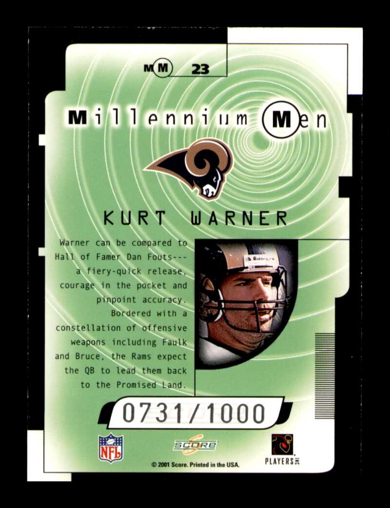 Load image into Gallery viewer, 2001 Score Millennium Men Kurt Warner #MM23 Short Print SP /1000 Image 2
