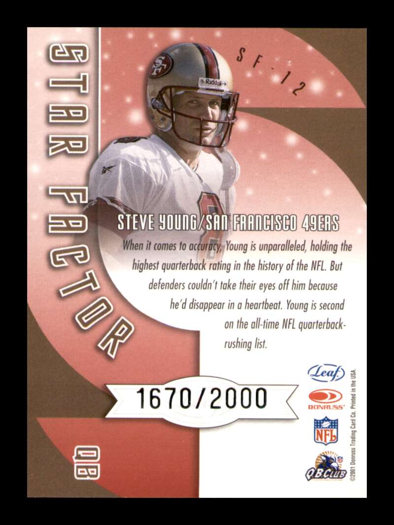 Load image into Gallery viewer, 2001 Quantum Leaf Star Factor Steve Young #SF-12 Short Print SP /2000 Image 2
