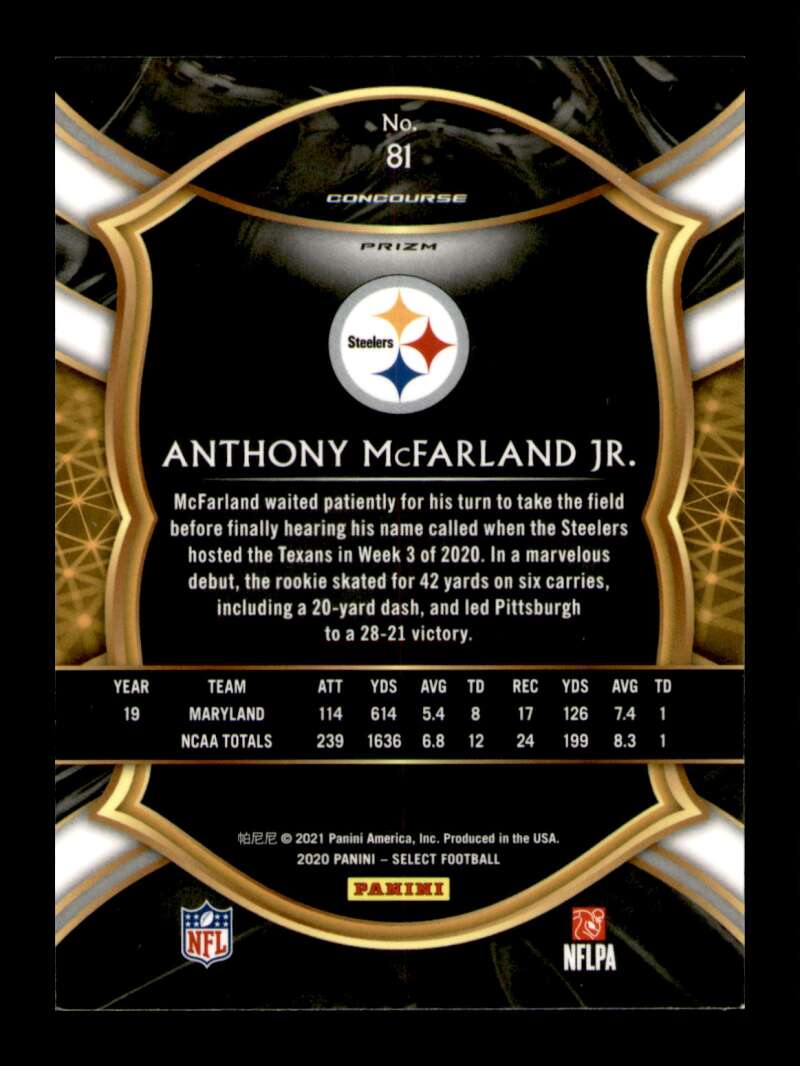 Load image into Gallery viewer, 2020 Panini Select Silver Prizm Anthony McFarland Jr. #81 Short Print SP Image 2
