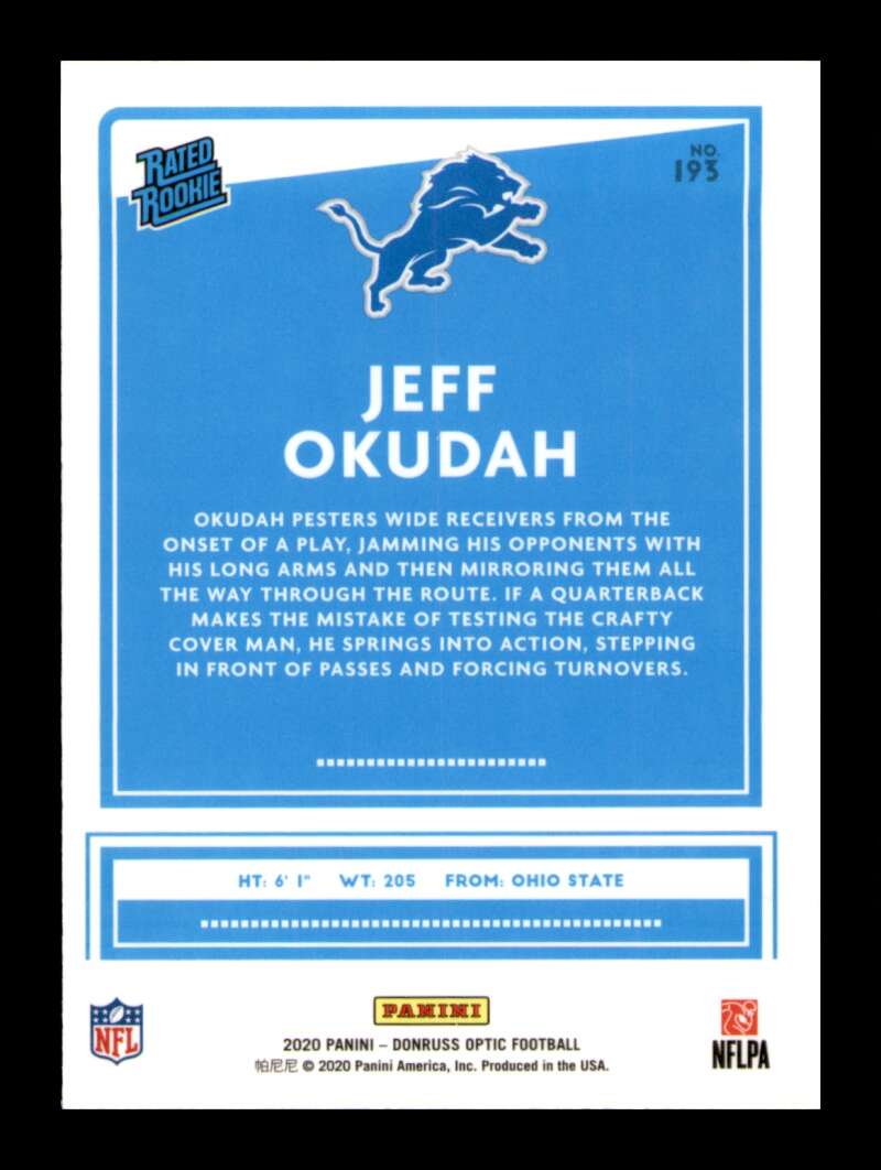 Load image into Gallery viewer, 2020 Donruss Optic Jeff Okudah #195 Rookie RC Image 2
