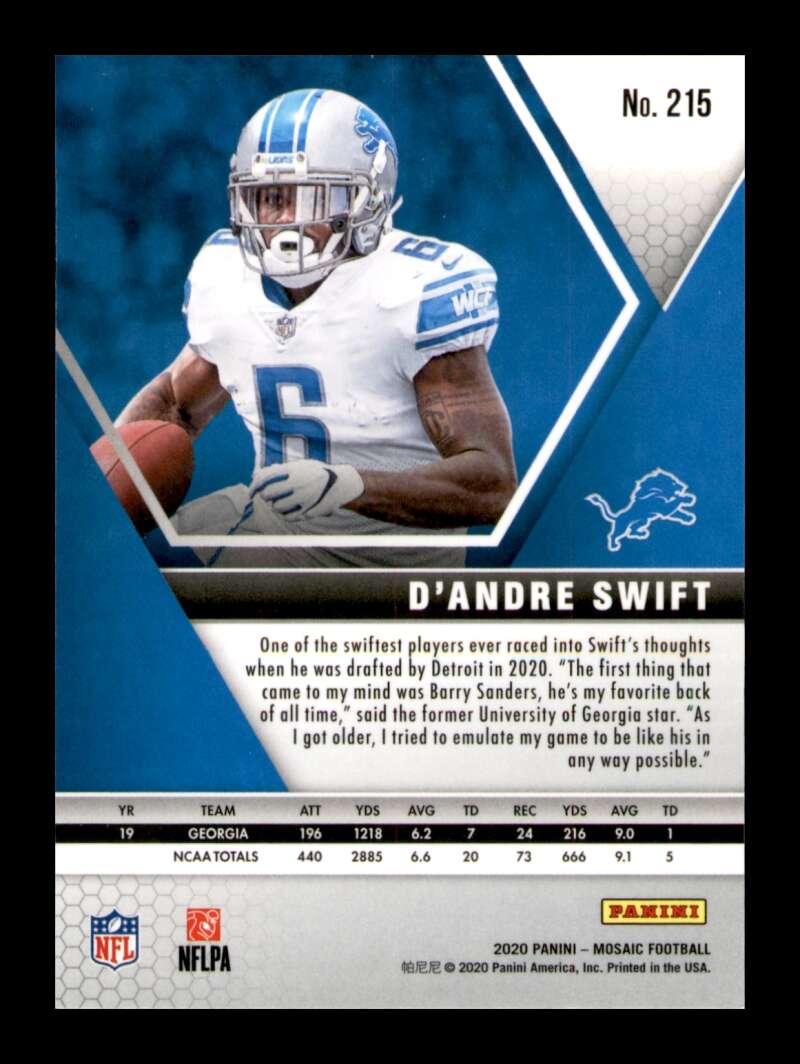 Load image into Gallery viewer, 2020 Panini Mosaic D&#39;Andre Swift #215 Rookie RC Image 2
