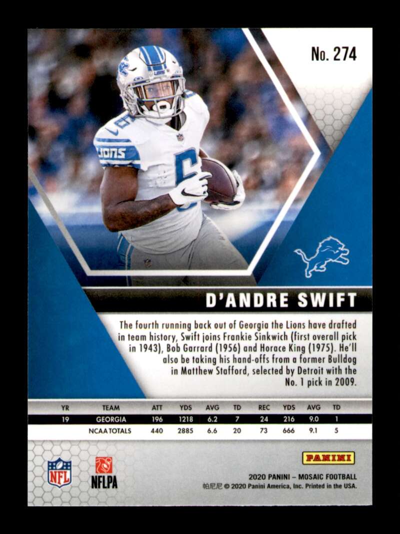 Load image into Gallery viewer, 2020 Panini Mosaic D&#39;Andre Swift #274 Rookie RC Image 2
