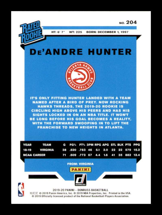 2019-20 Donruss De'Andre Hunter 