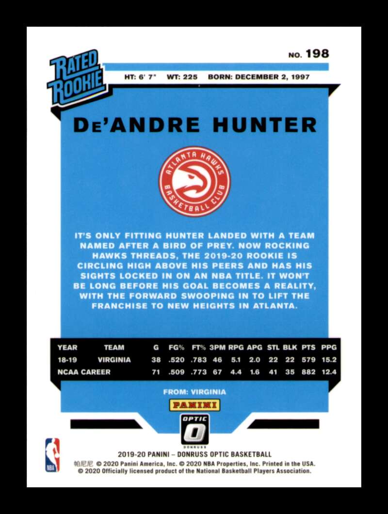 Load image into Gallery viewer, 2019-20 Donruss Optic De&#39;Andre Hunter #198 Rookie RC Image 2
