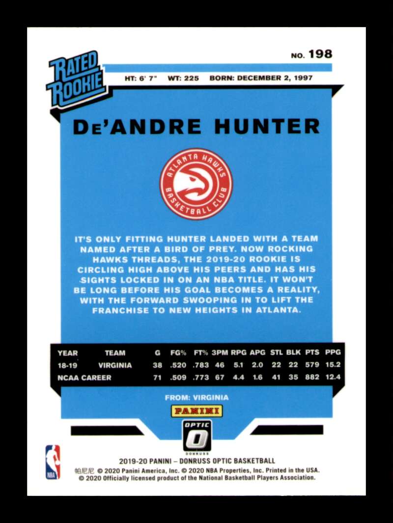 Load image into Gallery viewer, 2019-20 Donruss Optic De&#39;Andre Hunter #198 Rookie RC Image 2
