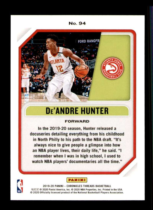 2019-20 Panini Chronicles Threads De'Andre Hunter 