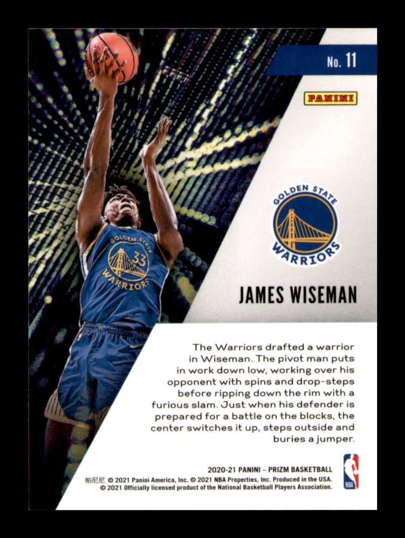 Load image into Gallery viewer, 2020-21 Panini Prizm Instant Impact James Wiseman #11 Rookie RC Image 2
