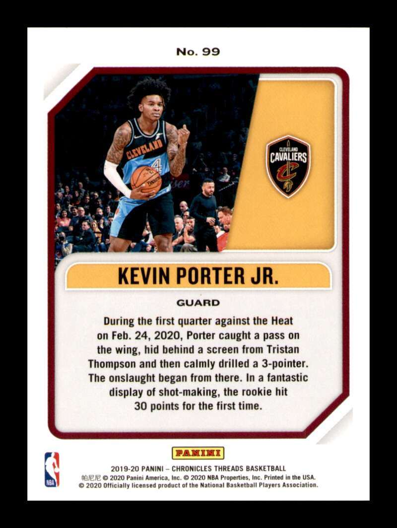 Load image into Gallery viewer, 2019-20 Panini Chronicles Threads Kevin Porter Jr. #99 Rookie RC Image 2
