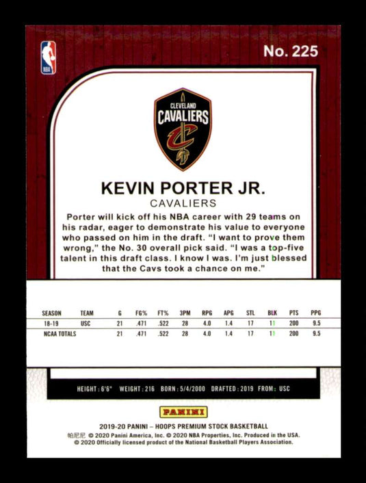 2019-20 Hoops Premium Stock Kevin Porter Jr.