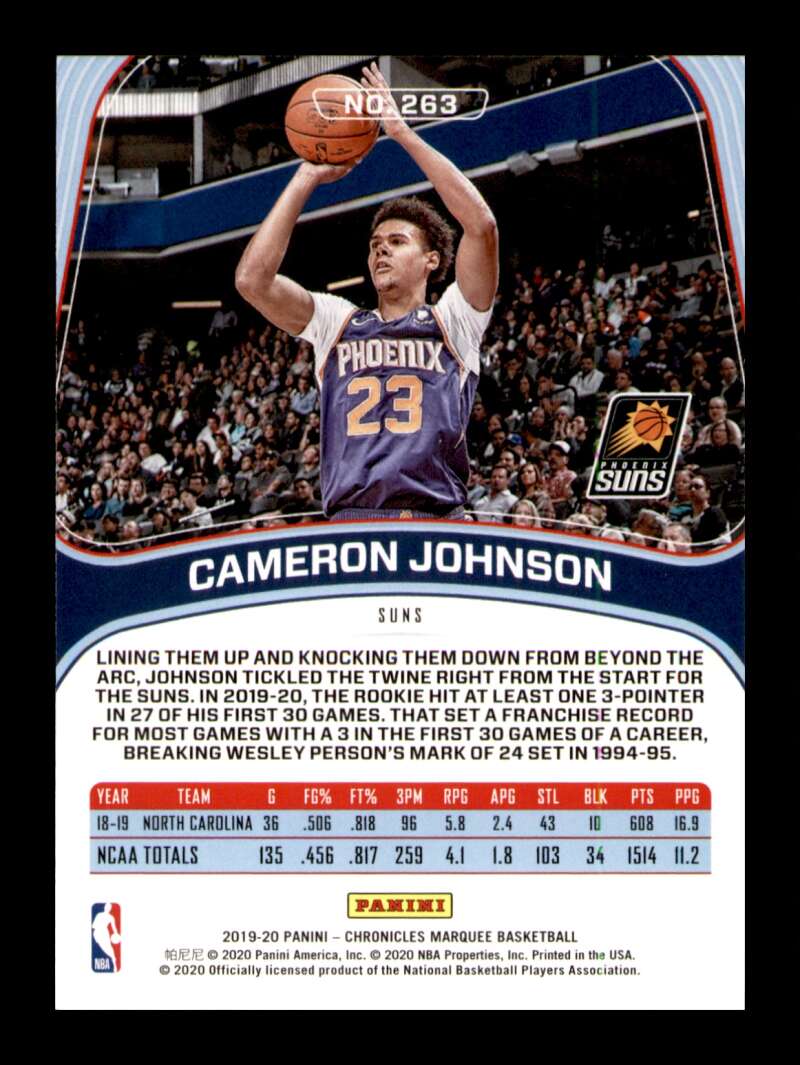 Load image into Gallery viewer, 2019-20 Panini Chronicles Marquee Cameron Johnson #263 Rookie RC Image 2
