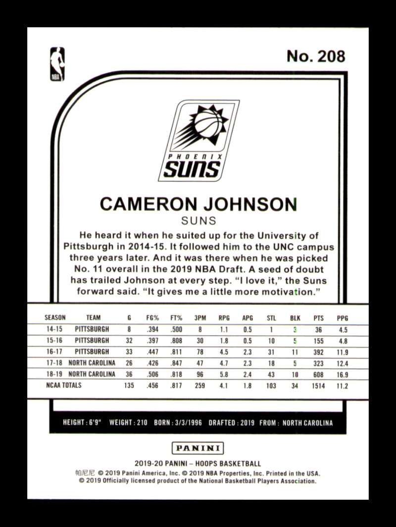 Load image into Gallery viewer, 2019-20 Panini Hoops Cameron Johnson #208 Rookie RC Image 2
