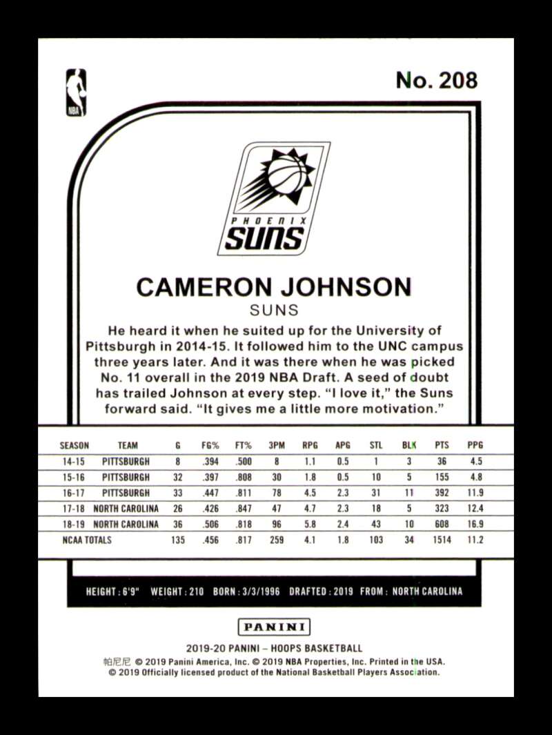 Load image into Gallery viewer, 2019-20 Panini Hoops Cameron Johnson #208 Rookie RC Image 2
