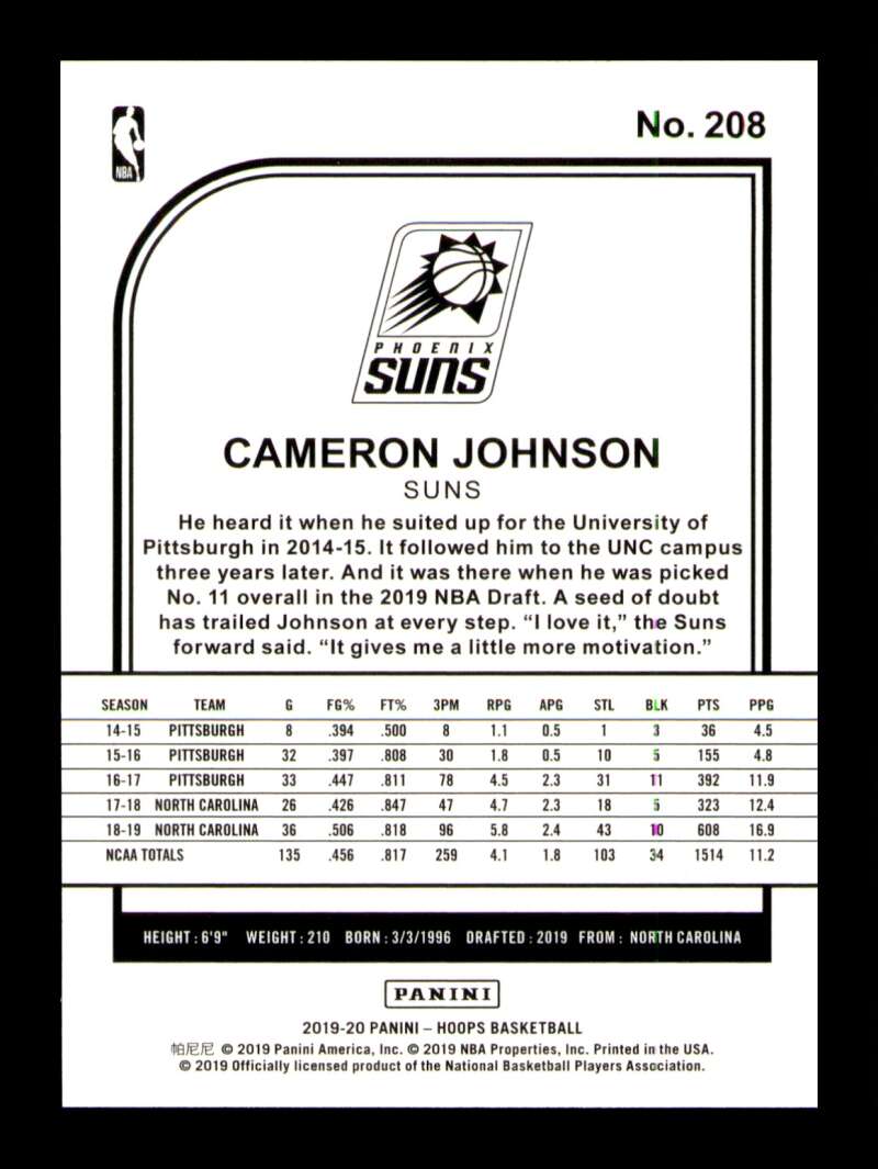 Load image into Gallery viewer, 2019-20 Panini Hoops Cameron Johnson #208 Rookie RC Image 2
