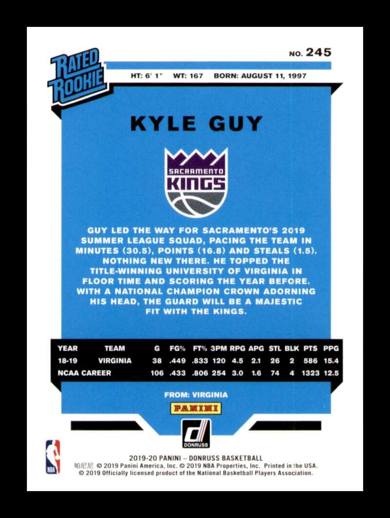 Load image into Gallery viewer, 2019-20 Donruss Kyle Guy #245 Rookie RC Image 2
