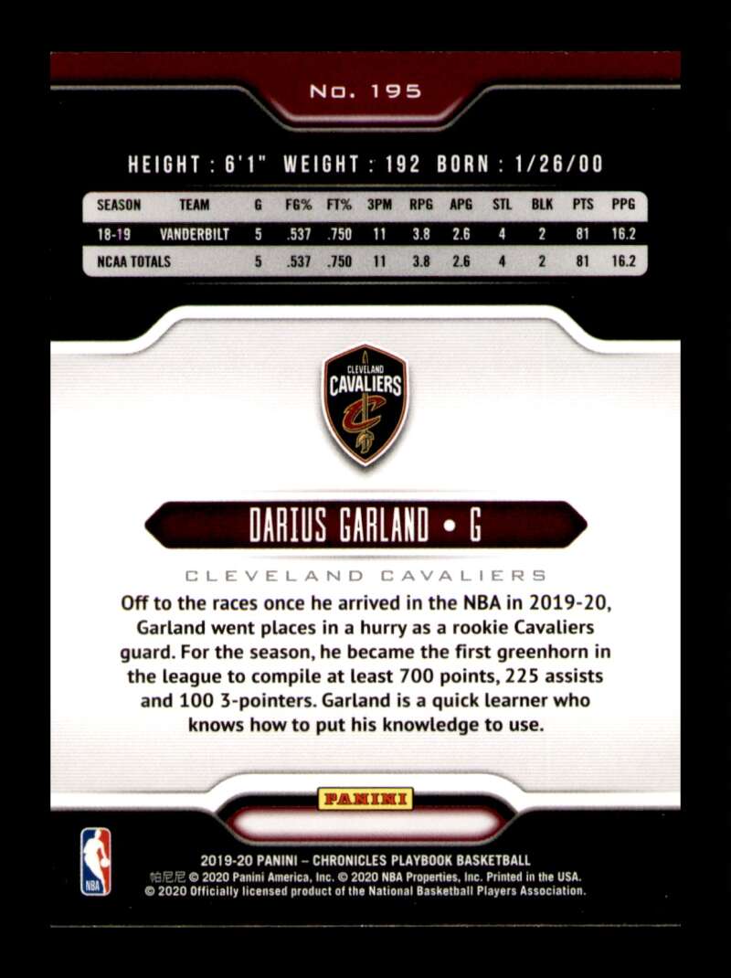 Load image into Gallery viewer, 2019-20 Panini Chronicles Playbook Darius Garland #195 Rookie RC Image 2
