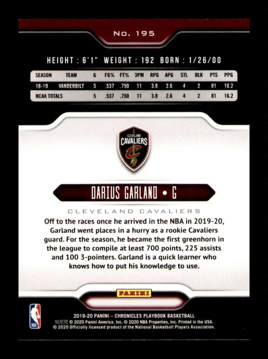 2019-20 Panini Chronicles Playbook Darius Garland