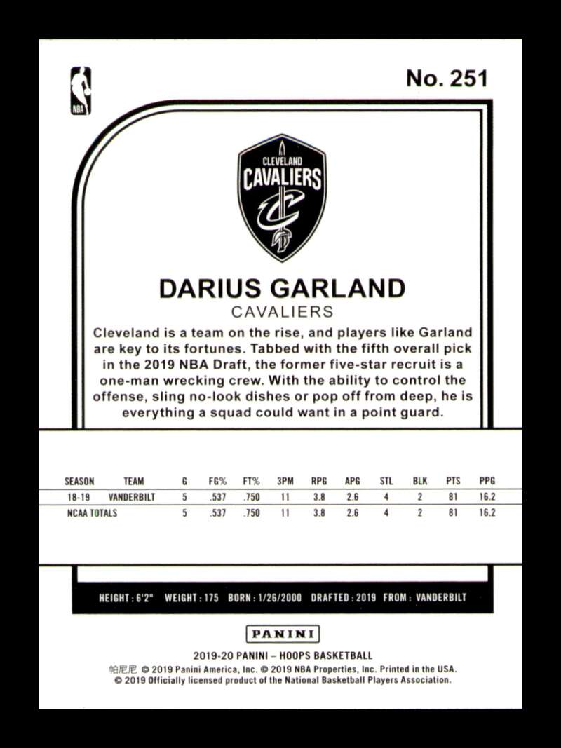 Load image into Gallery viewer, 2019-20 Panini Hoops Darius Garland #251 Rookie RC Image 2
