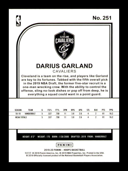 2019-20 Panini Hoops Darius Garland 