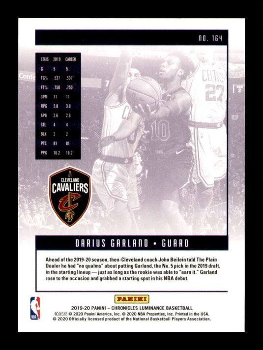 2019-20 Panini Chronicles Luminance Darius Garland