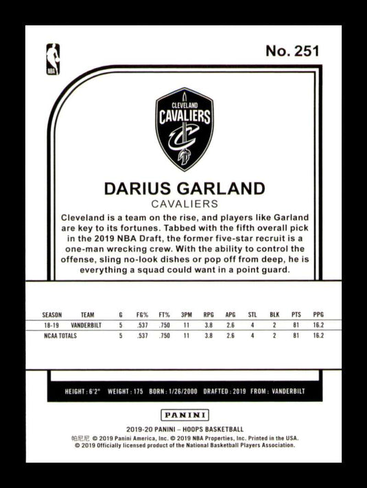 2019-20 Panini Hoops Darius Garland 