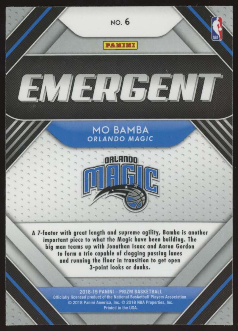 Load image into Gallery viewer, 2018-19 Panini Prizm Emergent Mo Bamba #6 Rookie RC Image 2
