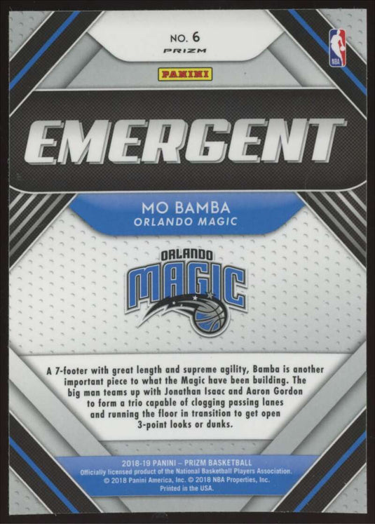 2018-19 Panini Prizm Emergent Green Prizm Mo Bamba 