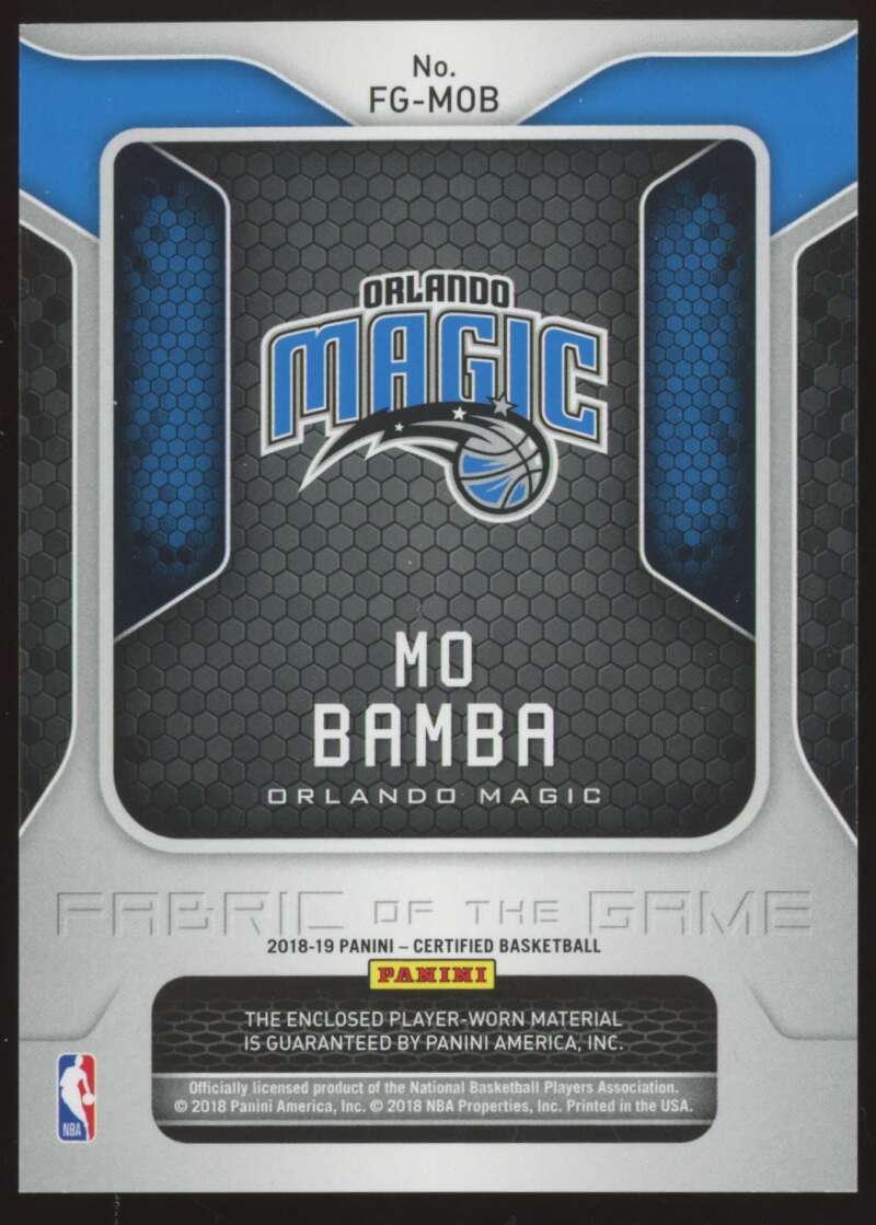 Load image into Gallery viewer, 2018-19 Panini Certified Fabric of the Game Mo Bamba #FG-MOB Rookie RC /149 Image 2
