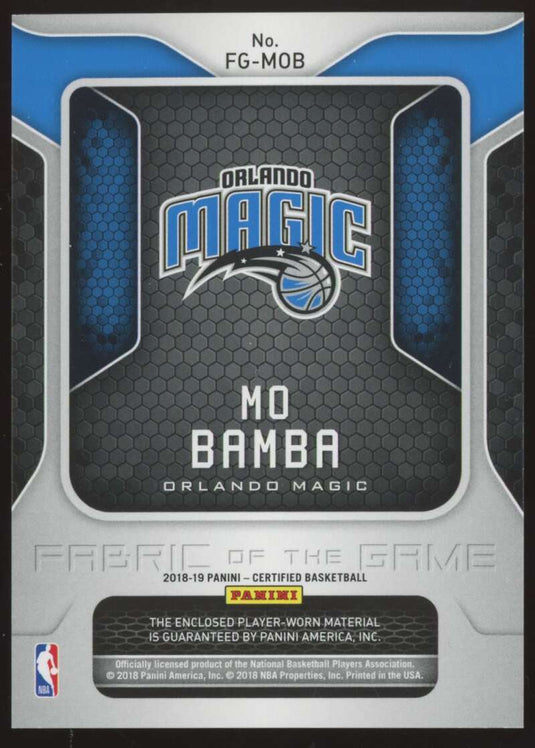 2018-19 Panini Certified Fabric of the Game Mo Bamba 