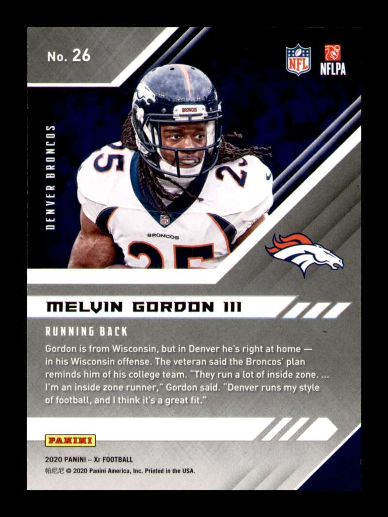 Load image into Gallery viewer, 2020 Panini XR Orange Melvin Gordon #26 Short Print SP /99 Image 2
