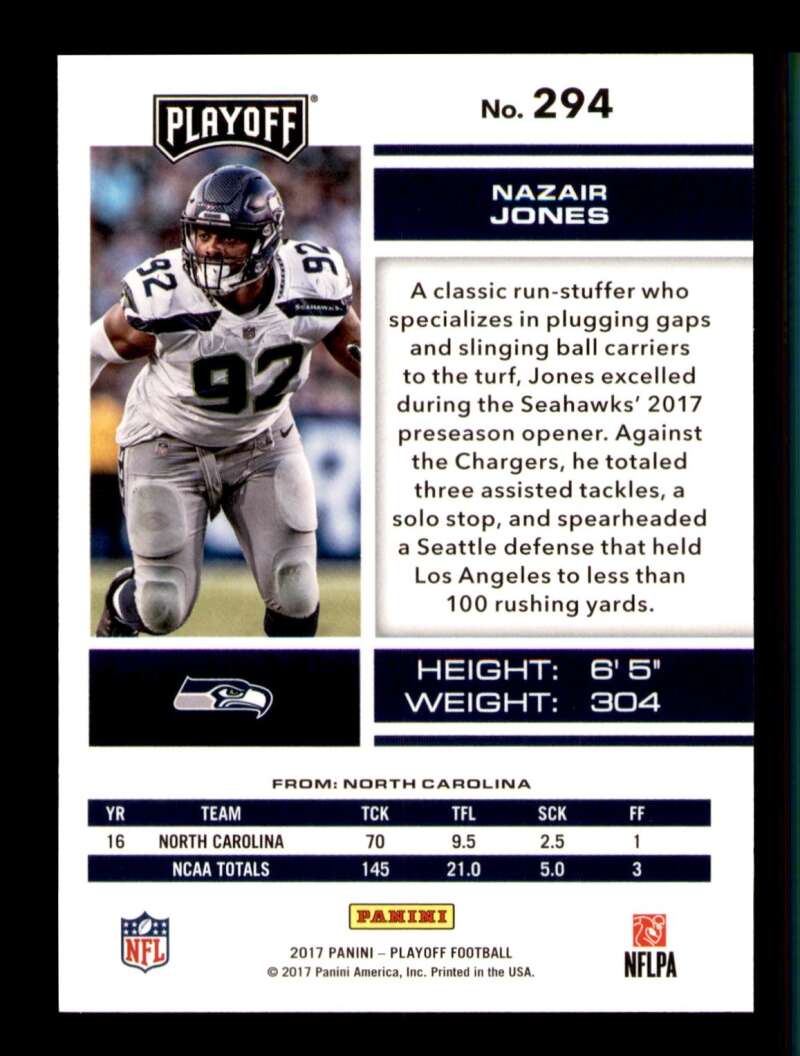 Load image into Gallery viewer, 2017 Panini Playoff Kickoff Nazair Jones #294 Rookie RC SP /299 Image 2
