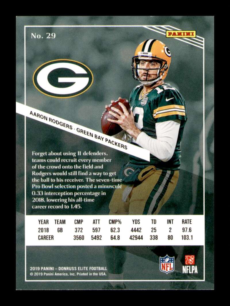 Load image into Gallery viewer, 2019 Donruss Elite Green Aaron Rodgers #29 Short Print SP Image 2
