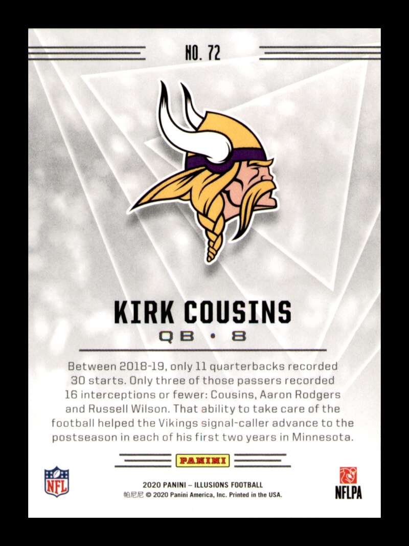 Load image into Gallery viewer, 2020 Panini Illusions Trophy Collection Blue Kirk Cousins #72 Short Print SP Image 2
