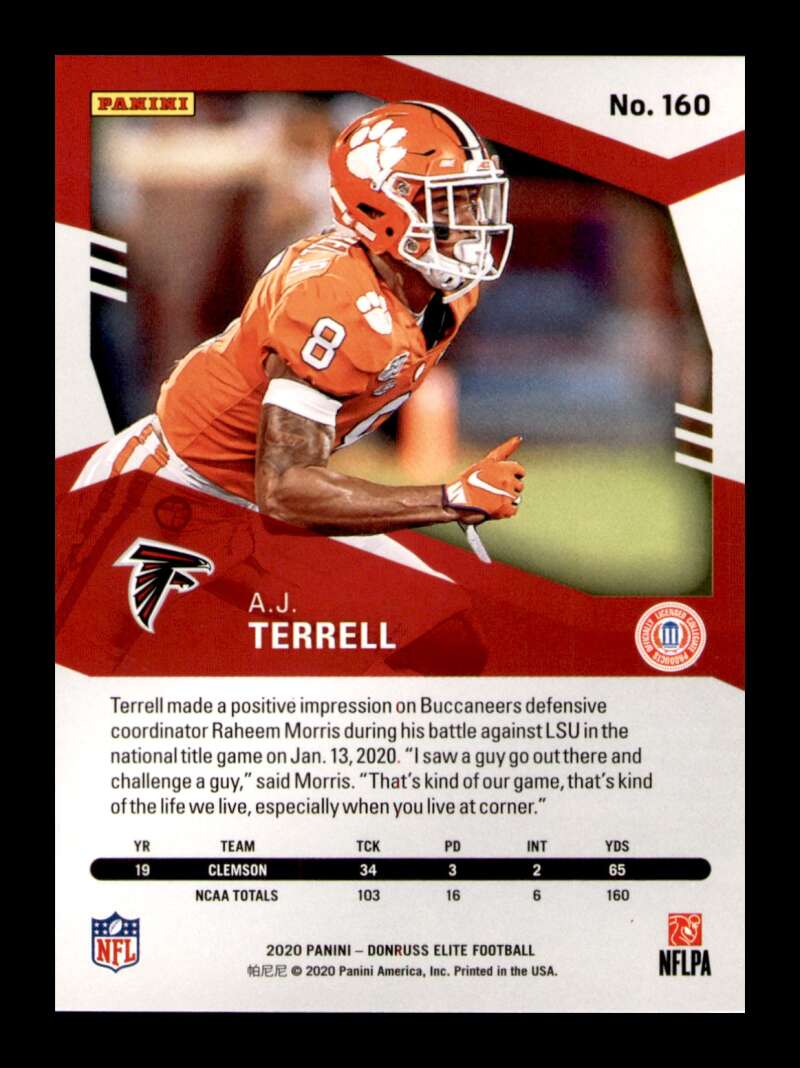 Load image into Gallery viewer, 2020 Donruss Elite A.J Terrell #160 Rookie RC SP /799 Image 2
