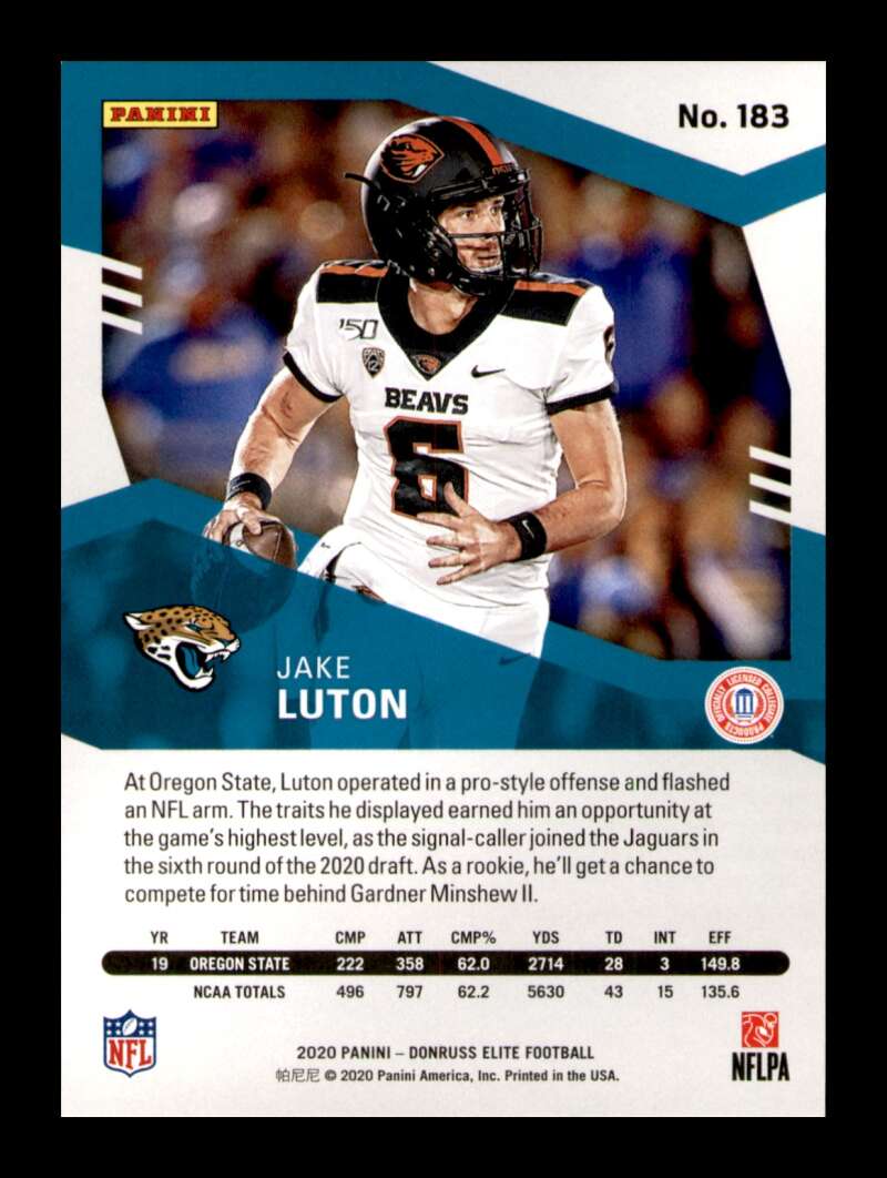 Load image into Gallery viewer, 2020 Donruss Elite Jake Luton #183 Rookie RC SP /799 Image 2
