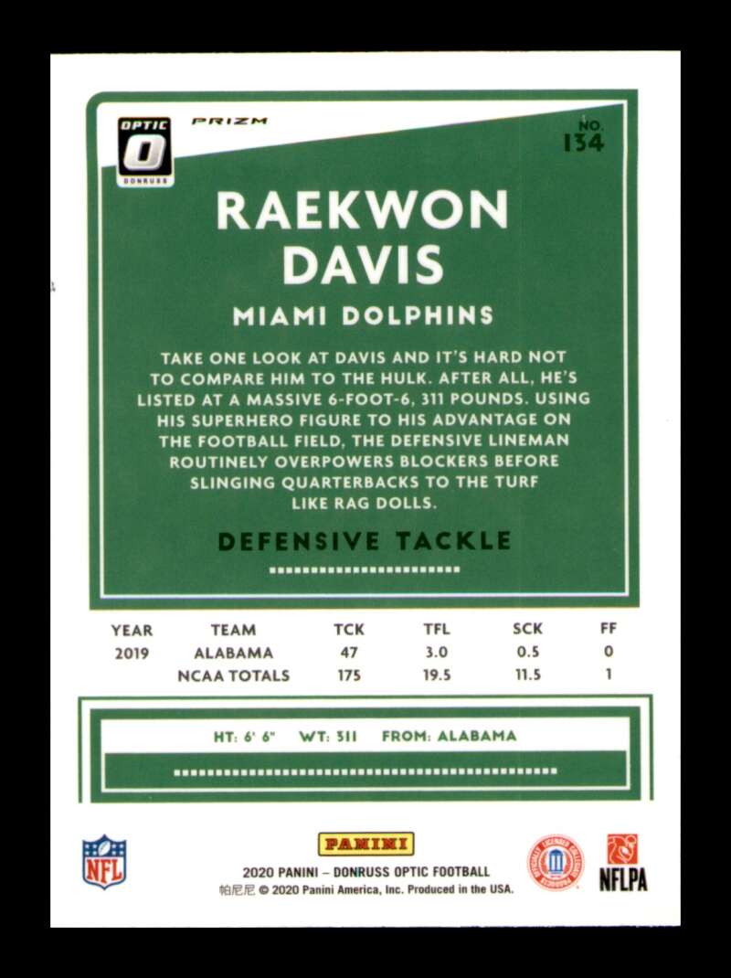 Load image into Gallery viewer, 2020 Donruss Optic Purple Shock Prizm Raekwon Davis #134 Rookie RC SP Image 2
