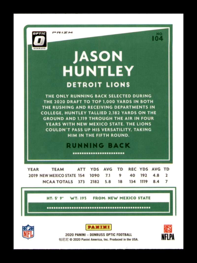 Load image into Gallery viewer, 2020 Donruss Optic Pink Prizm Jason Huntley #104 Rookie RC SP Image 2
