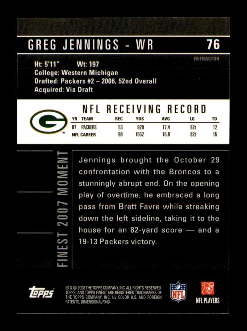 Load image into Gallery viewer, 2008 Topps Finest Blue Refactor Greg Jennings #76 Short Print SP Image 2
