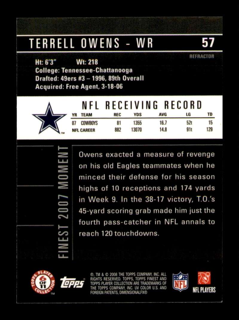 Load image into Gallery viewer, 2008 Topps Finest Blue Refactor Terrell Owens #57 Short Print SP Image 2
