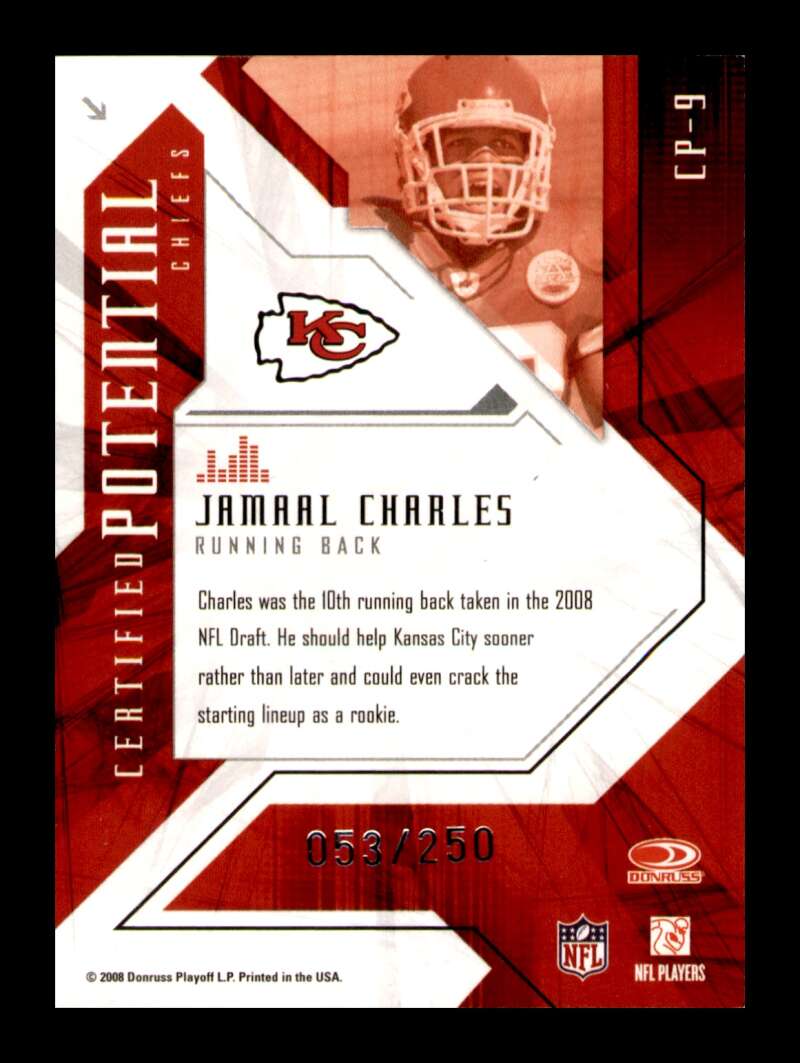 Load image into Gallery viewer, 2008 Leaf Certified Materials Potential Red Jamaal Charles #CP-9 SP /250 Image 2
