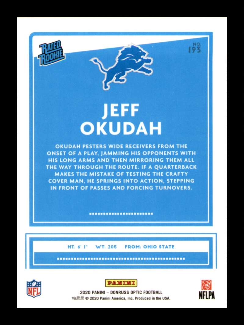 Load image into Gallery viewer, 2020 Donruss Optic Jeff Okudah #193 Rookie RC Image 2
