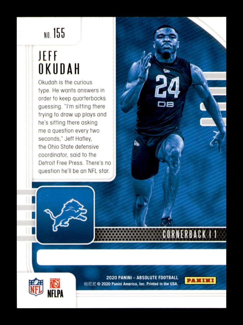 Load image into Gallery viewer, 2020 Panini Absolute Jeff Okudah #155 Rookie RC Image 2
