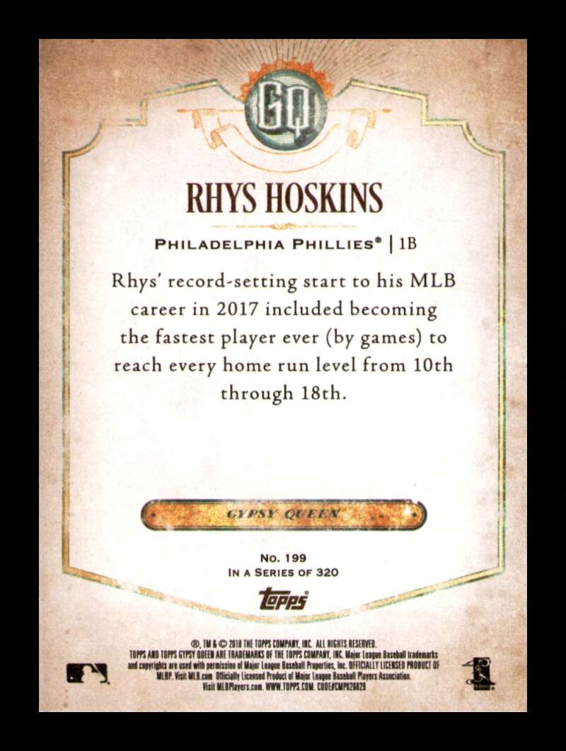 Load image into Gallery viewer, 2018 Topps Gypsy Queen Rhys Hoskins #199 Rookie RC Image 2
