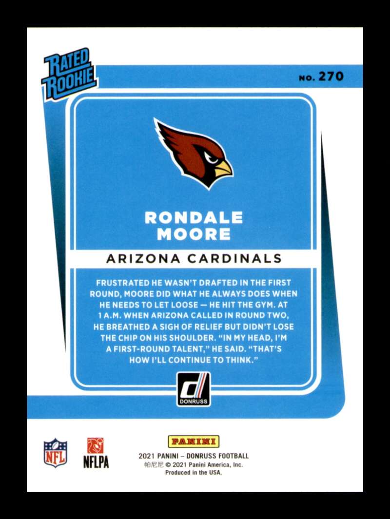 Load image into Gallery viewer, 2021 Donruss Press Proof Red Rondale Moore #270 Rookie RC SP Image 2
