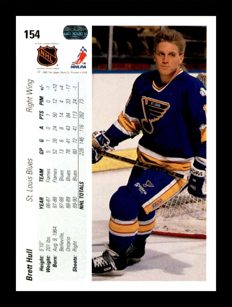 Load image into Gallery viewer, 1990-91 Upper Deck Brett Hull #154 Image 2
