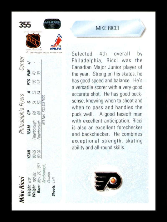 1990-91 Upper Deck Mike Ricci