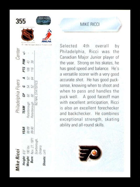 1990-91 Upper Deck Mike Ricci