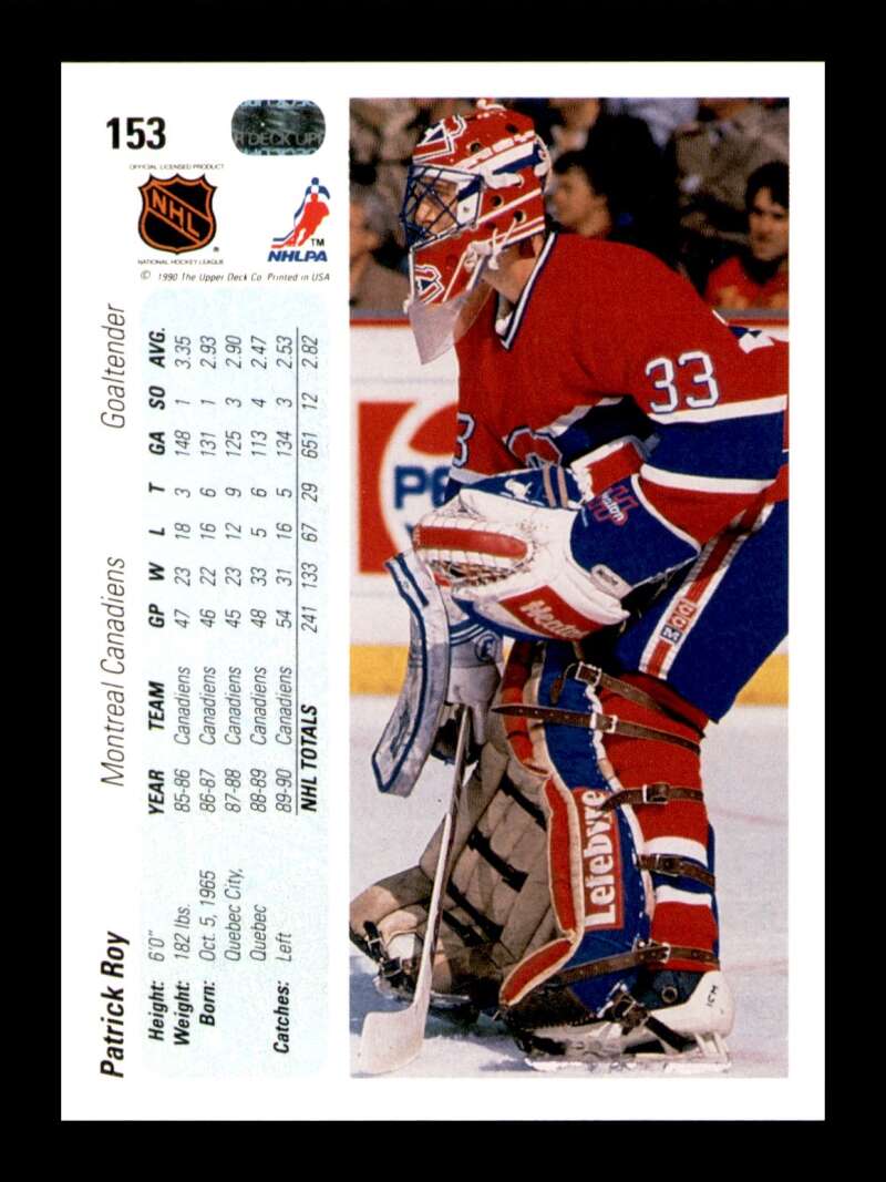 Load image into Gallery viewer, 1990-91 Upper Deck Patrick Roy #153 Image 2
