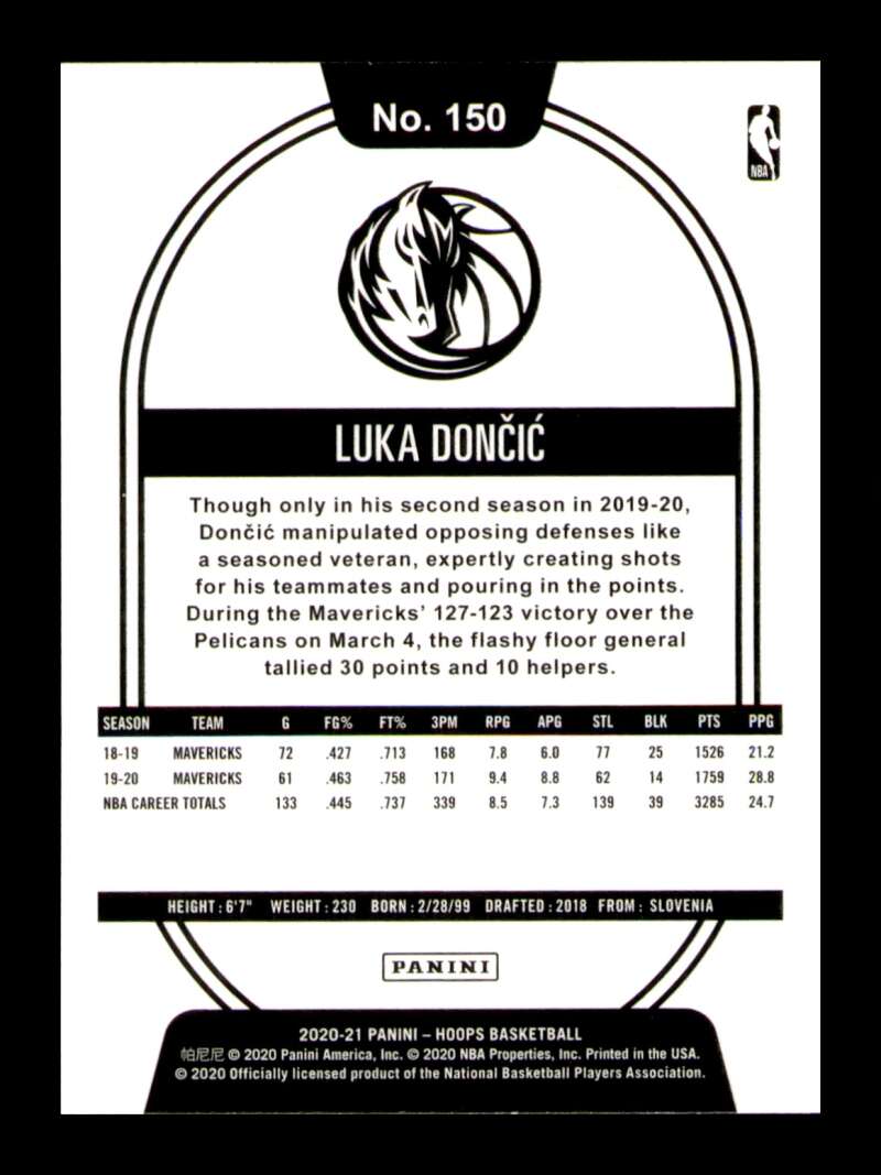 Load image into Gallery viewer, 2020-21 Panini Hoops Luka Doncic #150 Image 2
