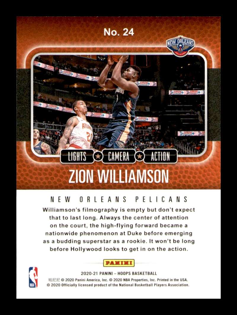 Load image into Gallery viewer, 2020-21 Panini HoopsLights Camera Action Zion Williamson #24 Rookie RC Image 2
